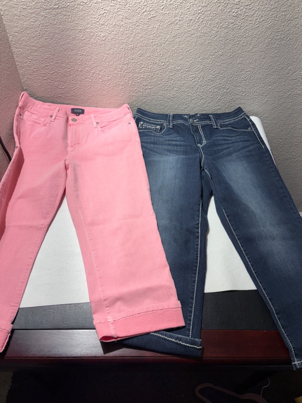 NYDJ Pink Cropped Jeans & Blue Denim Ankle Pair